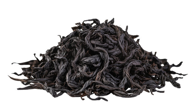 Dried dark oolong tea leaves pile