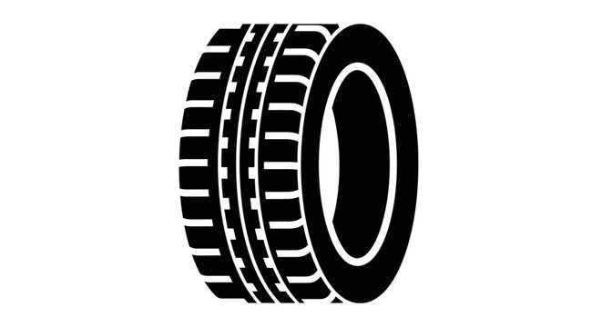 A black silhouette icon of a generic vehicle tire on a white background