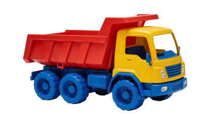 Yellow and red toy dump truck with blue wheels © Lisa