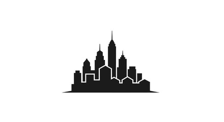 Fototapeta premium A black silhouette of a generic city skyline isolated on a white background