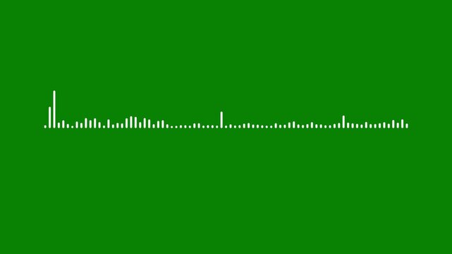 Abstract audio spectrum wave, white equalizer bars animation, music sound frequency line, digital waveform visualizer, voice signal pulse effect, green screen motion , clean audio graph loop, 4k