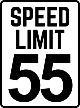Speed limit 55 mph traffic sign, Rectangular maximum speed limit 55 miles per hour sign vector