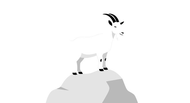 Stylized Ibex Standing on Rock - Minimalist Vector Illustration