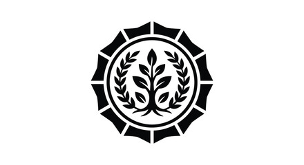 Fototapeta premium tree emblem with laurel wreath silhouette black