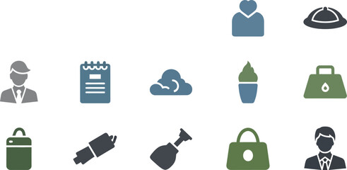 Icons Set with Minimalist Flat Vector Figures for Business, Travel, and Technology Themes © MD
