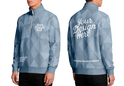 Mens Quarter Zip Pullover Mockup