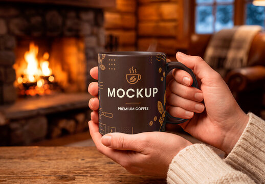 Mug Mockup In Cozy Winter Interior