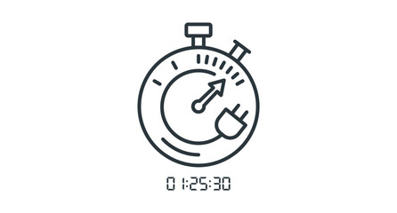 Fototapeta premium Electric vehicle charging time stopwatch icon with digital timer display stopwatch electric