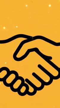 Mandela Day unity handshake 2D animation, two hands meeting on golden background, 67 gold particles, July 18 humanitarian solidarity motion graphic loop, Ubuntu