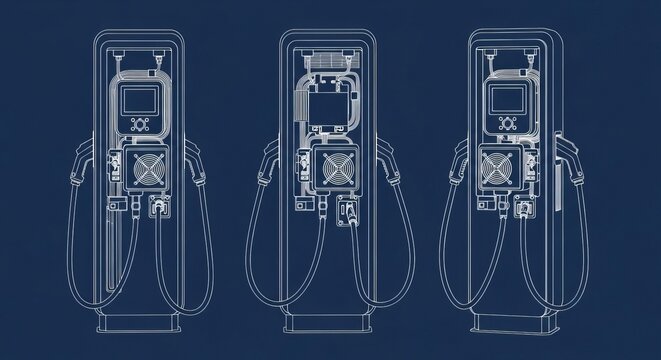 Electric vehicle charging station technical blueprint