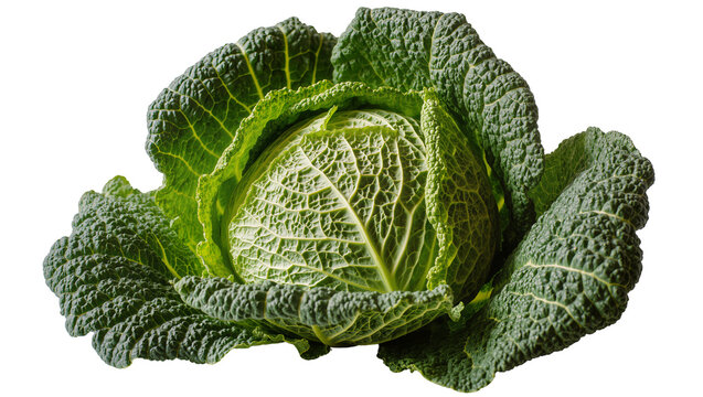 Savoy cabbage with textured green leaves