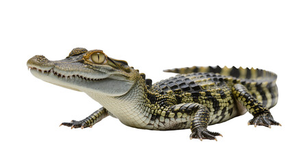 Fototapeta premium Young caiman reptile with scaly skin and sharp teeth