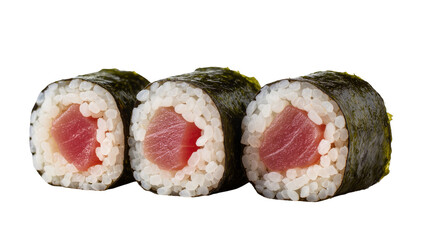 Three Tuna Maki Sushi Rolls with Rice and Seaweed © Luca