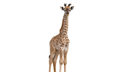 Young giraffe standing on white © Hannah