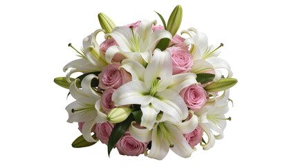 Obraz premium White lilies and pink roses floral arrangement
