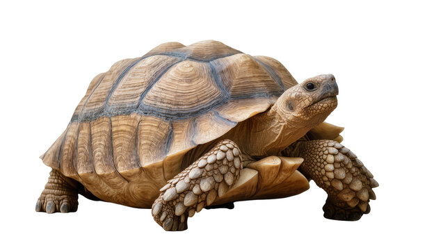 African Spurred Tortoise with Textured Shell and Scaly Legs