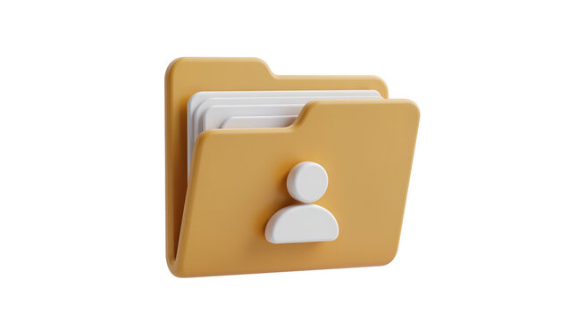 Yellow folder with white user icon and papers