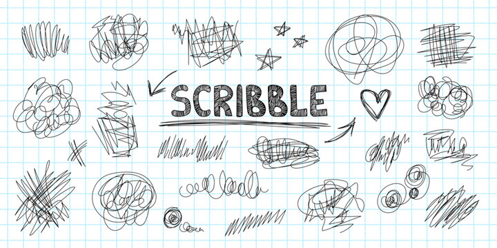 Messy pen doodles and scribbles create chaotic hand-drawn lines vector illustration set. Perfect notebook design, journal frames, creative graphic element authentic handwritten texture collection.