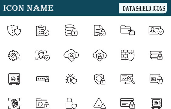 DataShield Icons &ndash; 24 Modern Data Security and Privacy Outline Icons