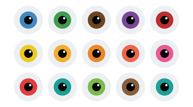 Colorful cartoon eyes set arranged in a simple grid