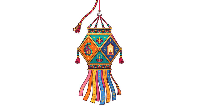 Colorful Diwali lantern Akash Kandil for Indian festival decoration.