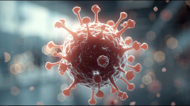 Animation shows various virus cells in a clean area highlighting key aspects of disease education and awareness.