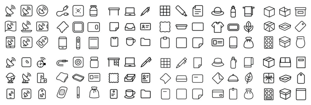 Business and office icon set with folder mug and pen for dashboard interface in minimal design