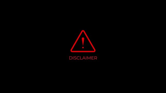 Red Disclaimer Warning Icon Motion Graphic on Black Background