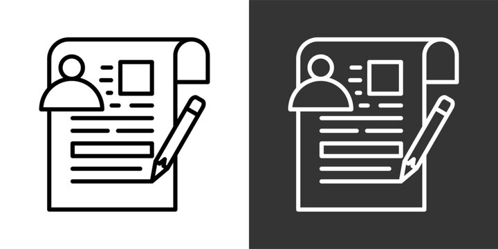Scriptwriter Black And White Icon Set Collection Pack Vector Illustration