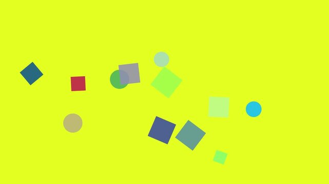 Abstract Geometric Shapes Floating in Yellow Stripes with Subtle Motion