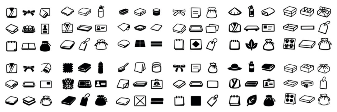 Household and clothing icon set with shirt book envelope for infographic layout in outline style