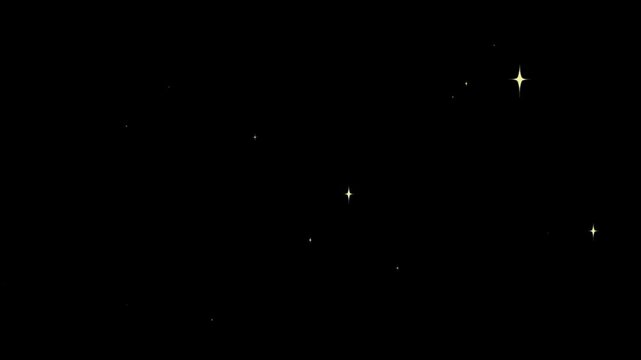 Starry night sky displays a few distant glowing lights scattered across a deep black void of infinite darkness.