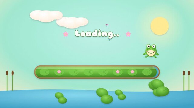 3D Claymation Frog Lily Pad Progress Bar Animation