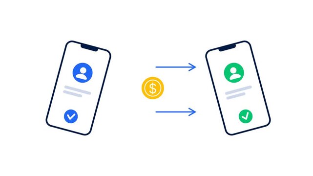 Money Transfer Between Smartphones Digital Payment and Fintech Transaction Animation