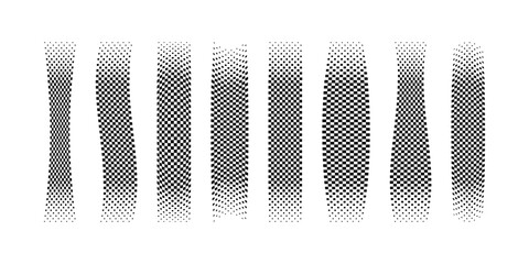 Distorted checkered banners with faded effect. Taxi or police car borders. Rally flag textures. Motocross or chess game competitions print. Start or finish concept. Vector graphic illustration © Andrii