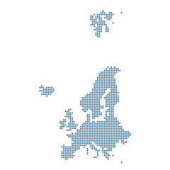 Obraz premium Europe Continent Dotted Map Blue Minimal Style on Light Background Vector