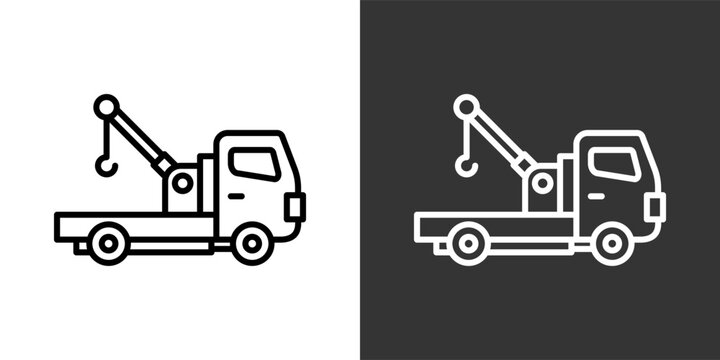 Tow Truck Black And White Icon Set Collection Pack Vector Illustration