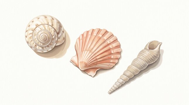 Three Seashells Displayed &ndash; Coastal Collection