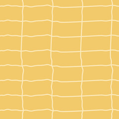 Bezszwowy wzór z falującą kratką w kolorze żółtym – minimalistyczny styl doodle, grafika wektorowa © Monika