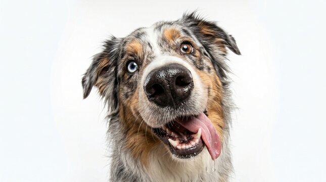 Silly Australian Shepherd Derp Look Fish Eye Portrait

