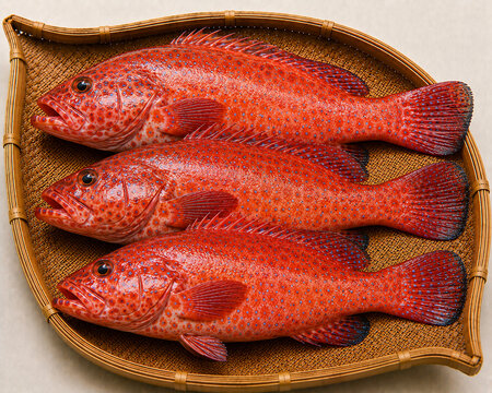 Fresh whole silver‑grey lizardfish neatly arranged on woven bamboo tray, Indonesian coastal market catch