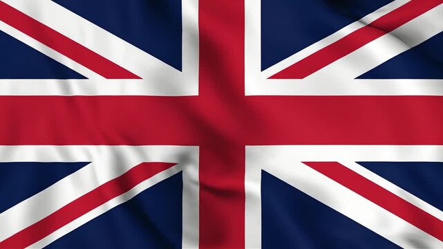 United Kingdom flag waves steadily to represent historical power and tradition.