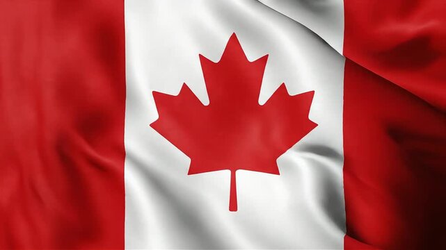 Canada flag ripples gently in the wind to show national pride and patriotism.