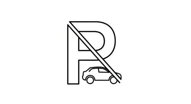 No Parking Sign with Car Icon.
