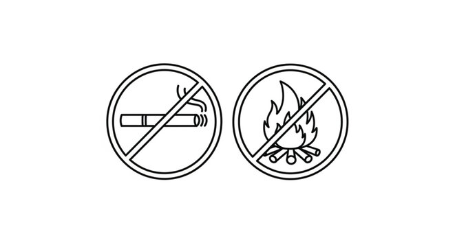 No Smoking and No Fire Signs.