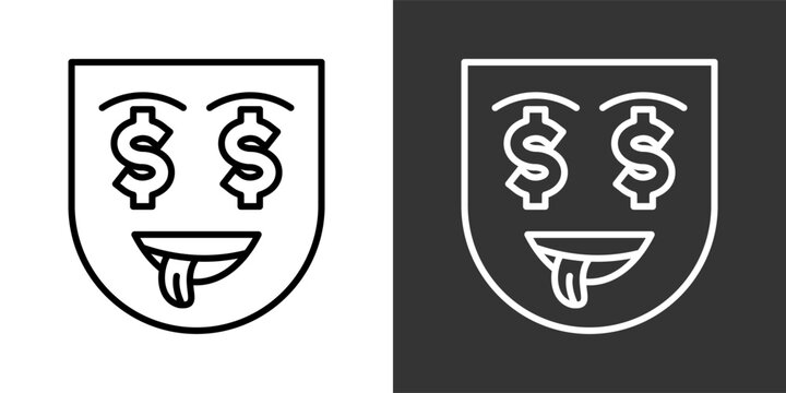 Greed Black And White Icon Set Collection Pack Vector Illustration