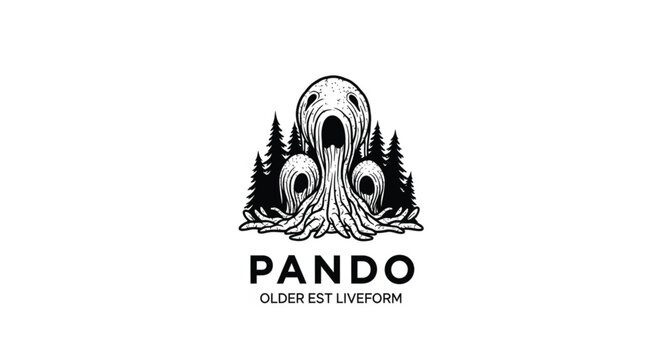 Pando fungus logo with trees.