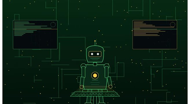 Ai robot coding and programming digital background animation