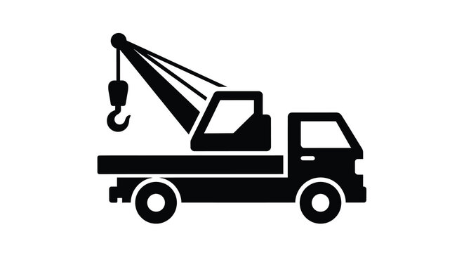 Tow truck with hook black silhouette towtruck