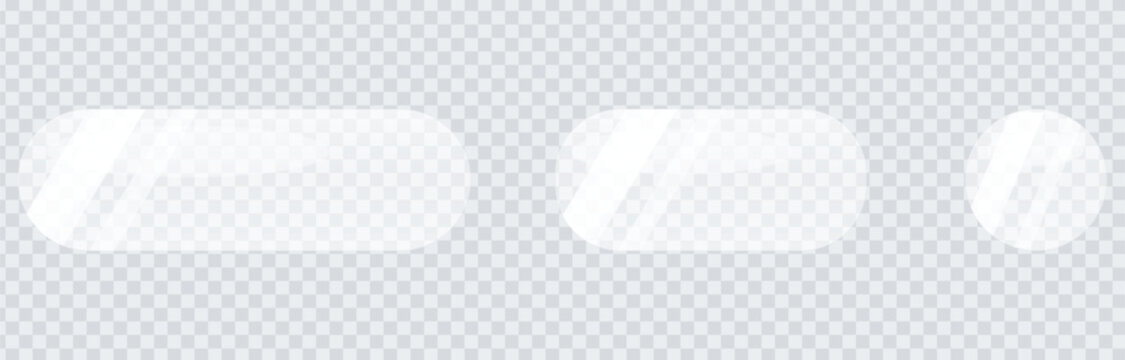 White Rounded UI Elements Set on Transparent Background, Modern Interface Components Collection